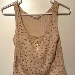 Pink floral print cropped baby tank